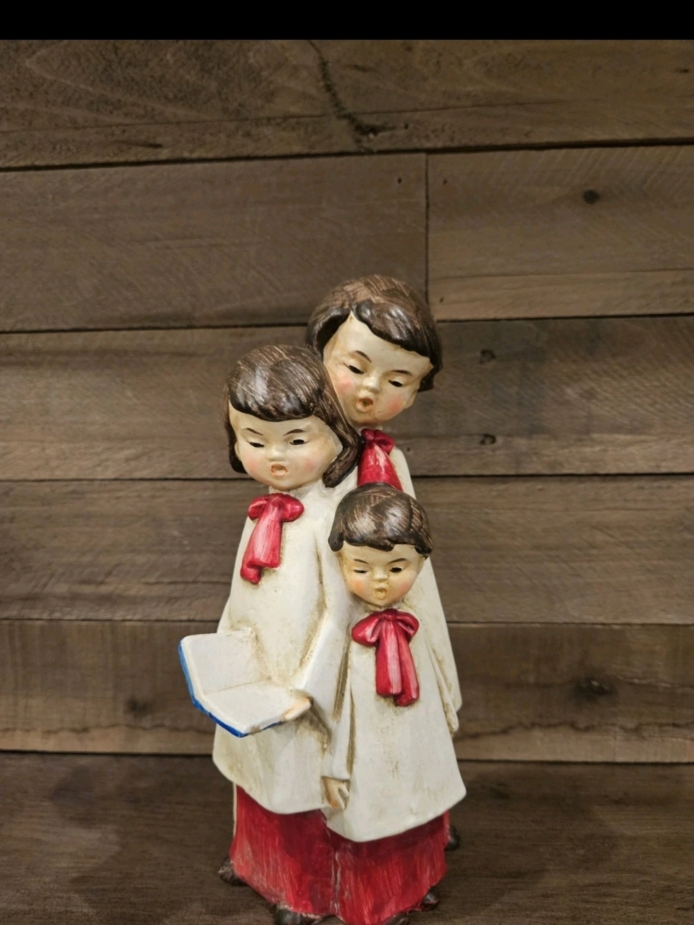 Vintage Christmas Paper Mache Choir Music Box O Come All Ye Faithful